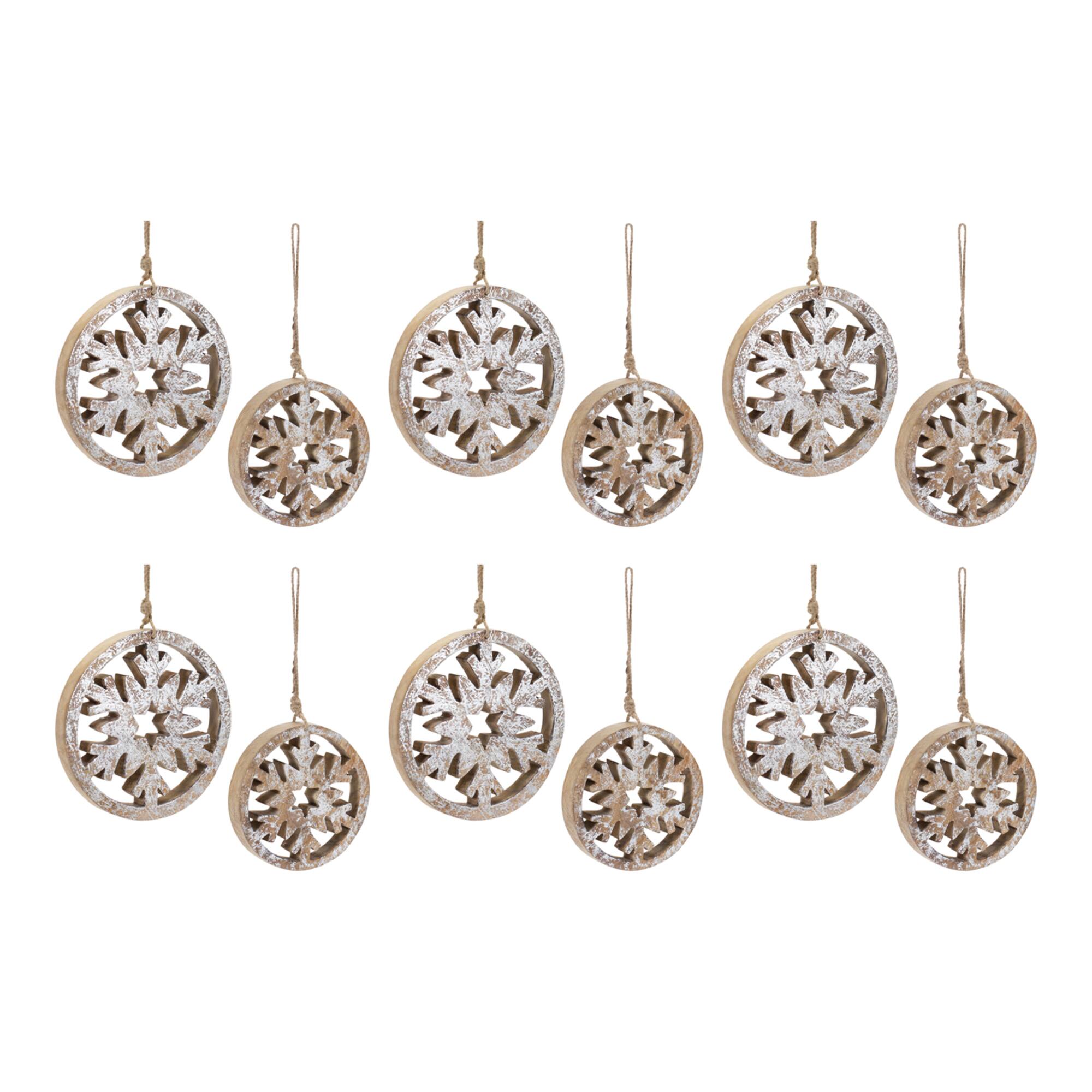Cut Out Snowflake Wood Ornament Set